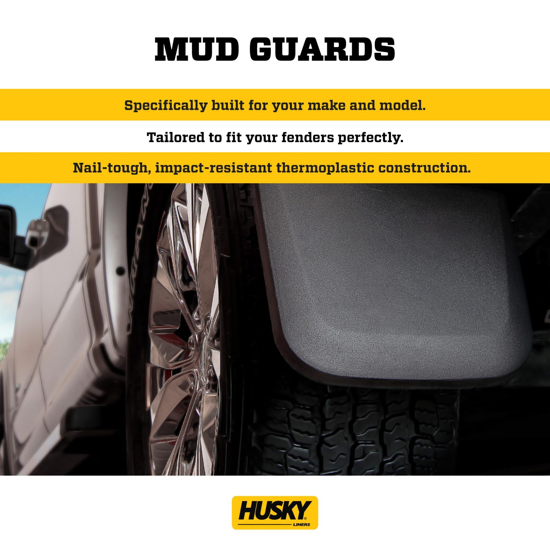 HUSKY 58476 Mud Guards Front Rear Flaps for 17-25 FORD F250 F350 w/FENDER FLARES