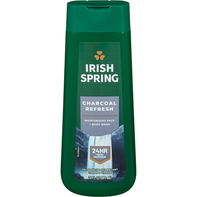 Irish Spring Shower Gel Charcoal Refresh Face + Body Wash 591ml/20oz