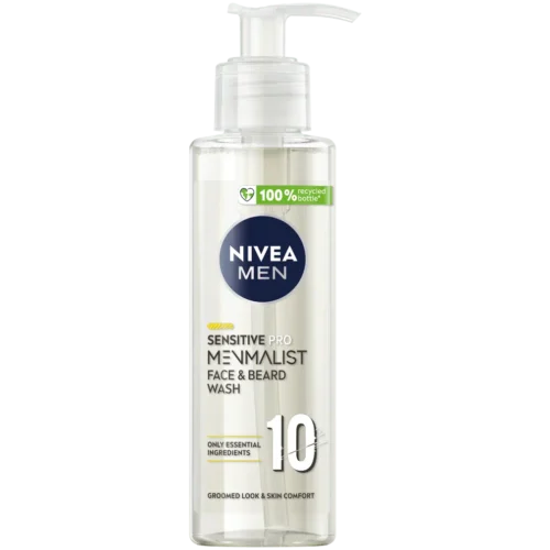 Nivea Men Sensitive Pro Menmalist Face & Beard Wash with 10 Essential Ingredients, 200ml/6.76oz