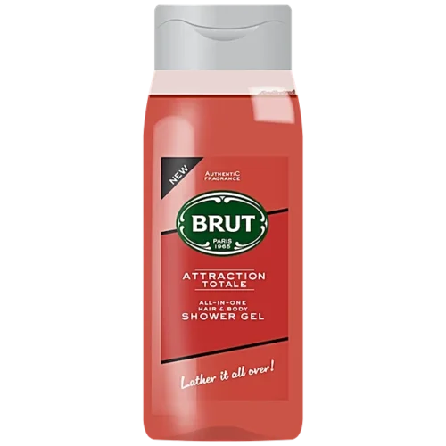 Brut Body Wash Total Attraction All-In-One Hair & Body Shower Gel 500ml/16.9oz