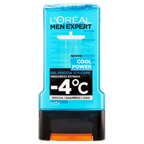 L'Oréal Paris Men Expert Cool Power Shower Gel for Men, Cooling Menthol Effect Regenerates Skin (Face, Body and Hair) Gently Without Drying Out, 300ml/10.1oz