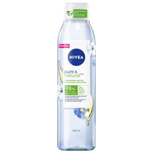 NIVEA Pure & Natural Cotton Flower and Argon Oil Advanced Shower Gel, 500ml/16.9oz, Clear