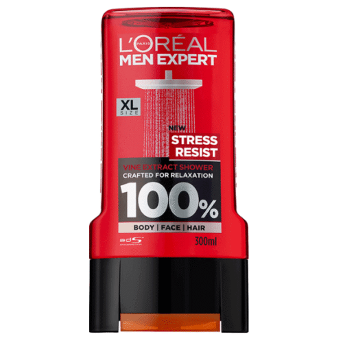 L'Oreal Paris Men Expert Body Wash Stress Resist 3in1 Intense Relaxing Vine Extract Shower Gel for Body Face Hair 300ml10.1oz