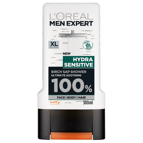 L'Oreal men expert Shower Gel hydra sensitive Ultimate Soothing 3In1 Body Wash for Face, Body And Hair 300ml/10.1oz