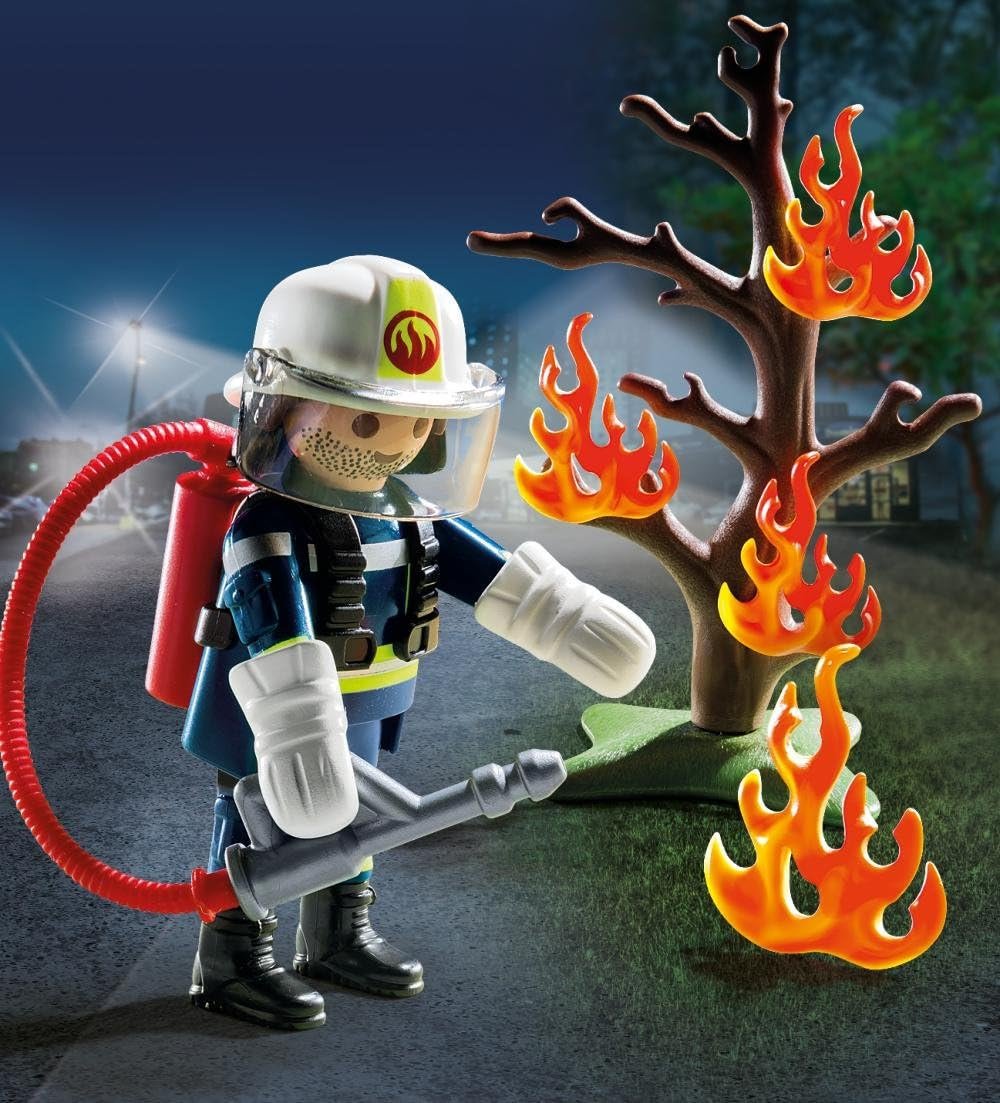 Playmobil 9093 Firefighter with Burning Tree Building Set