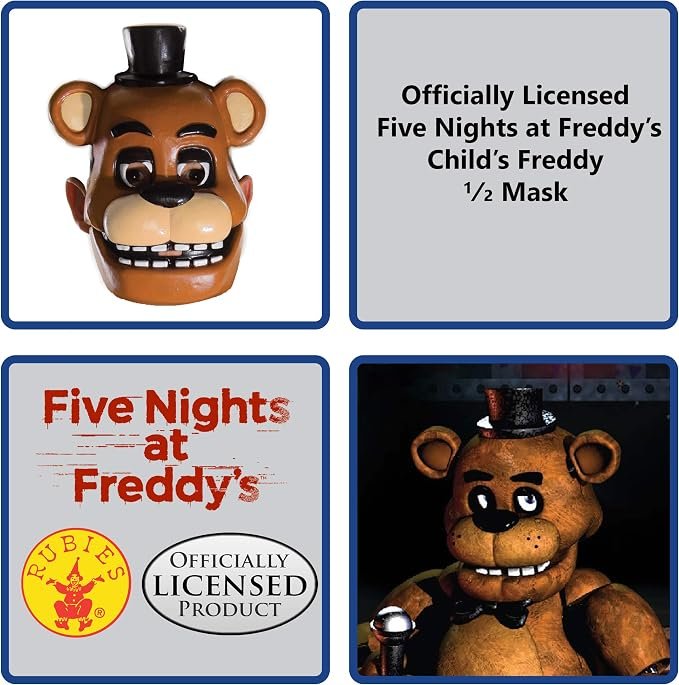Rubies Five Nights At Freddy's: Half Mask for Kids, Boys Costume Mask, Freddy Fazbear,