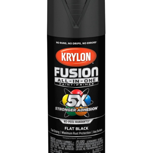 Krylon Fusion All-in-One Acrylic Paint and Primer Aerosol Spray, 12 oz, Flat Black