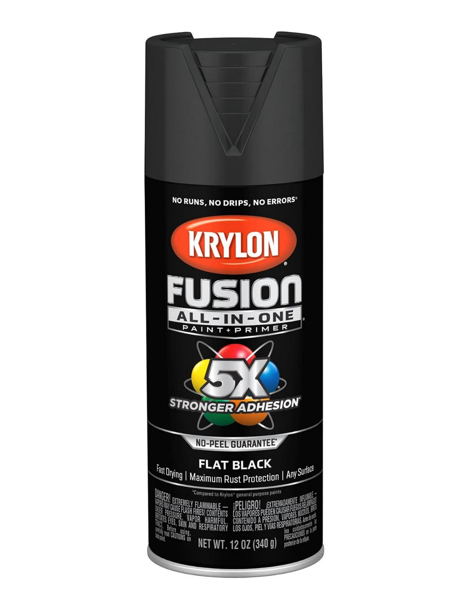 Krylon Fusion All-in-One Acrylic Paint and Primer Aerosol Spray, 12 oz, Flat Black